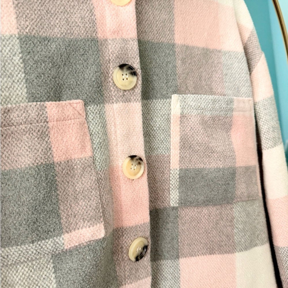Plaid Button Down Shirt - Pink and Gray - Picture 2 of 2